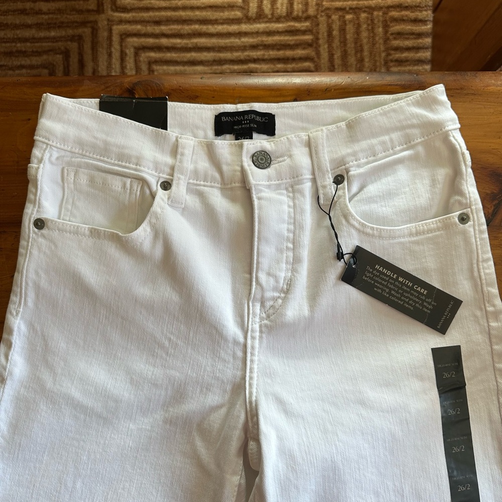 NWT Banana Republic Vintage Stretch High Rise Women's White Jeans Sz 26/2